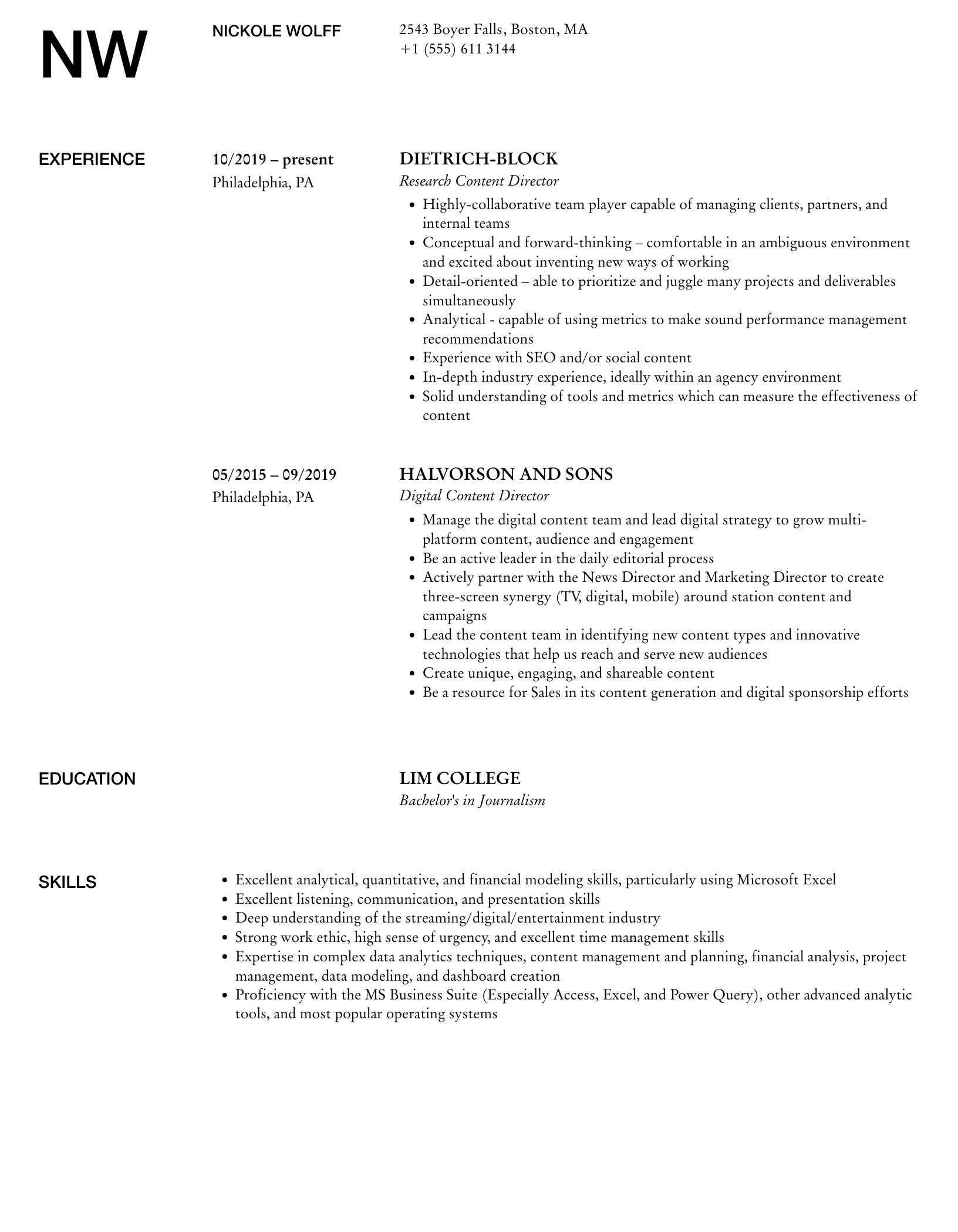 Content Director Resume Samples | Velvet Jobs