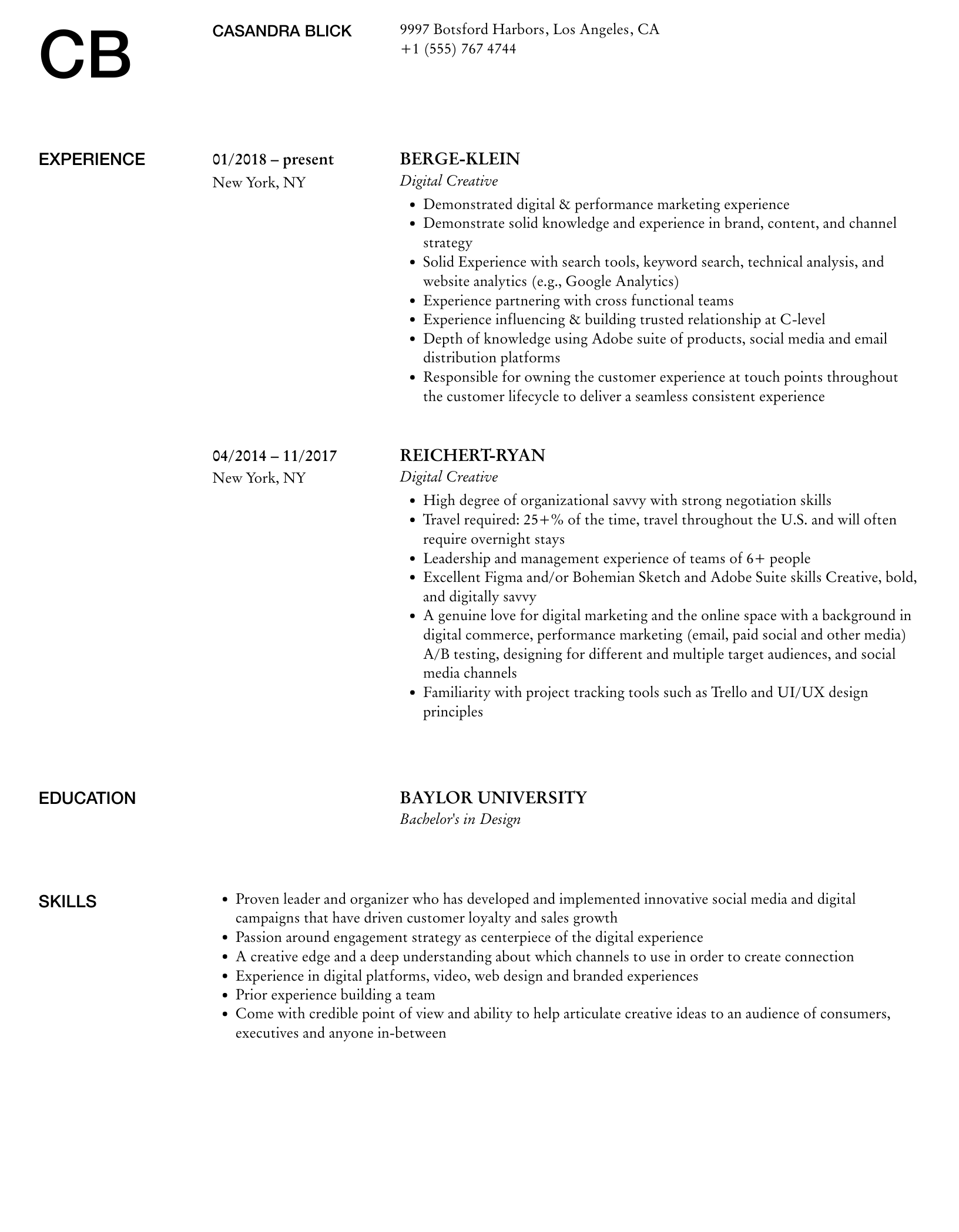 Digital Creative Resume Samples | Velvet Jobs