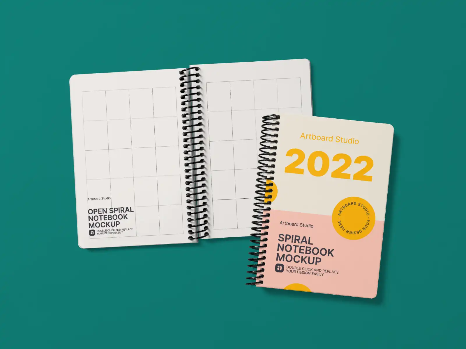 Spiral Notebook Mockup With Cover And Inner Pages — Mockup Zone