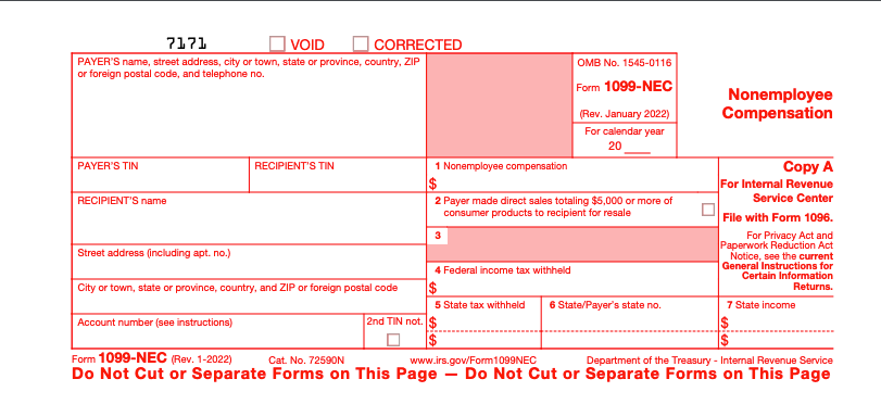 2022 Form 1099 NEC