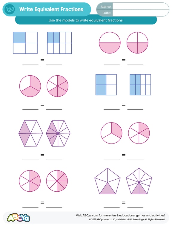 Write Equivalent Fractions • ABCya!