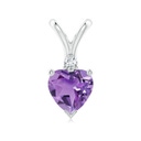 4mm AA Free Heart Amethyst V-Bale Pendant with Diamond in S999 Silver