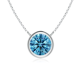 5.1mm Labgrown Bezel-Set Round Lab-Grown Fancy Intense Blue Diamond Solitaire Necklace in P950 Platinum