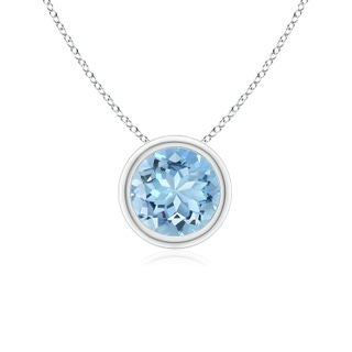 6mm AAAA Bezel-Set Round Aquamarine Solitaire Pendant in P950 Platinum