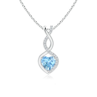 6mm AAAA Heart-Shaped Aquamarine Infinity Pendant with Diamond Accents in White Gold