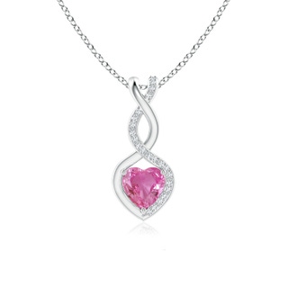 6mm AAA Heart-Shaped Pink Sapphire Infinity Pendant with Diamond Accents in White Gold