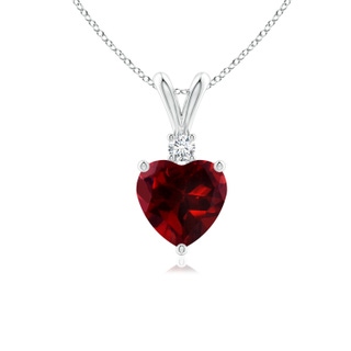 6mm AAAA Heart-Shaped Garnet V-Bale Pendant with Diamond in P950 Platinum