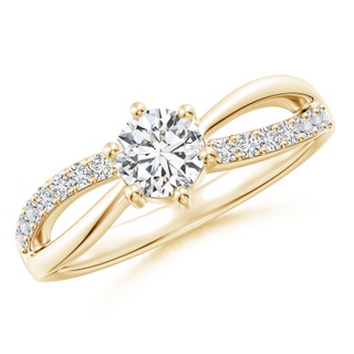 5.1mm HSI2 Prong Set Round Diamond Split Shank Promise Ring in 18K Yellow Gold