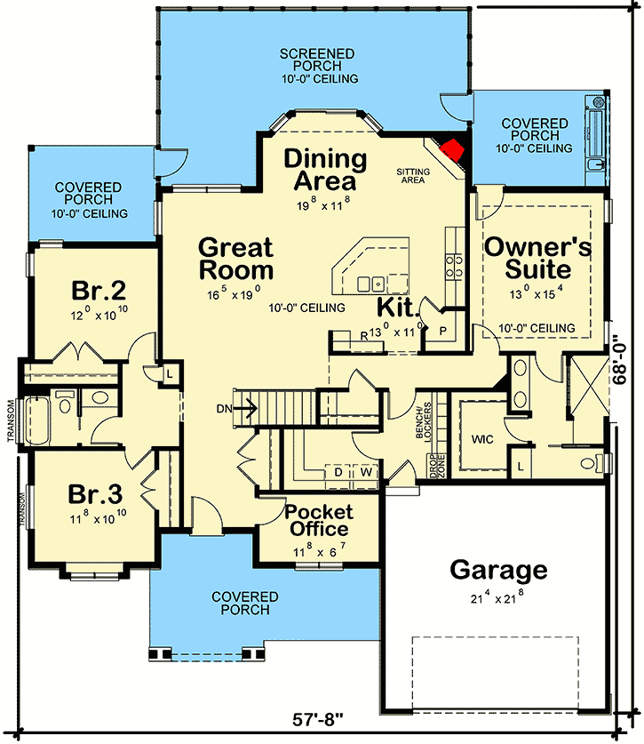 OneLevel Modern Farmhouse with Open Floor Plan 42621DB