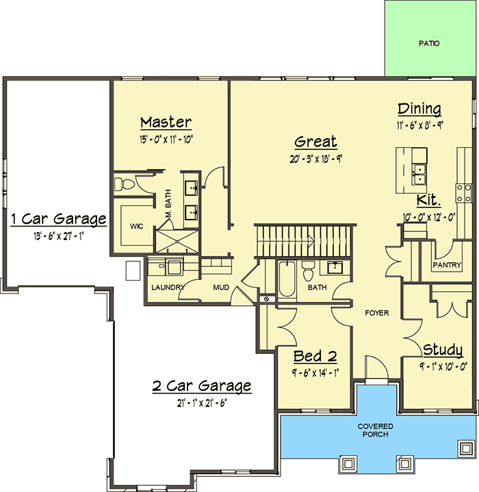 Exclusive OneLevel House Plan with Open Floor Plan