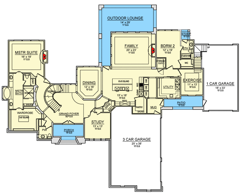 4Bed House 2Story House Plan with 4Car Garage with