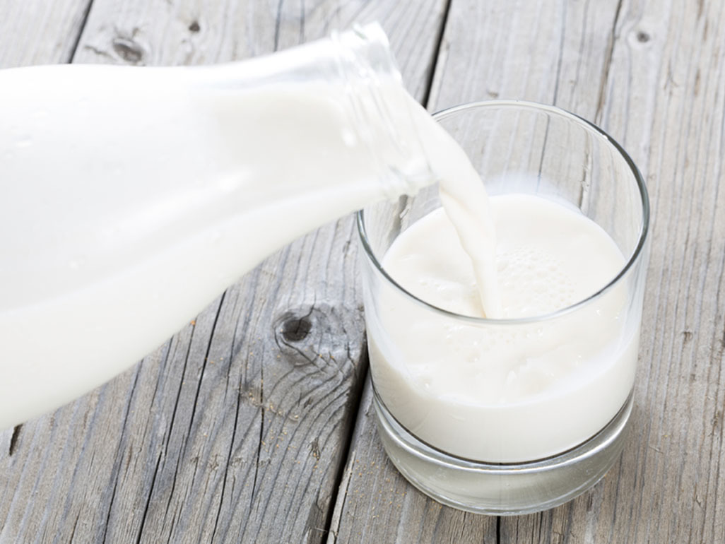 Milk poured into glass