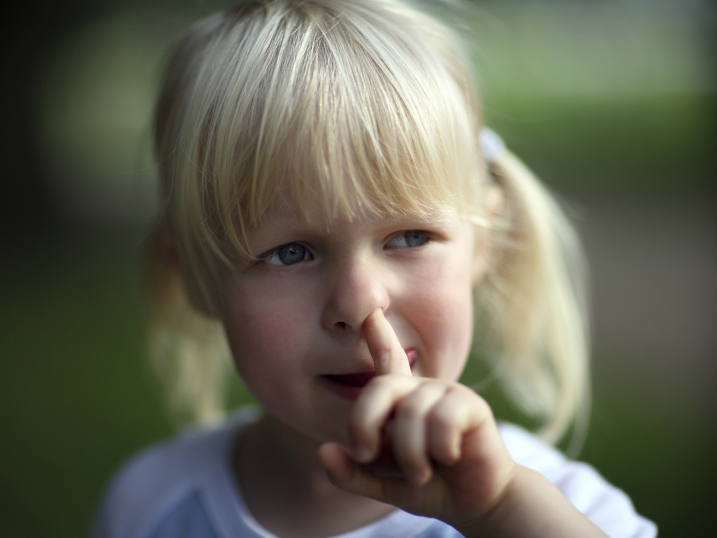 toddler picking her nose