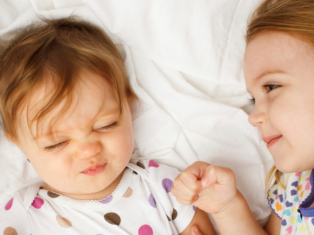 two girls making funny faces