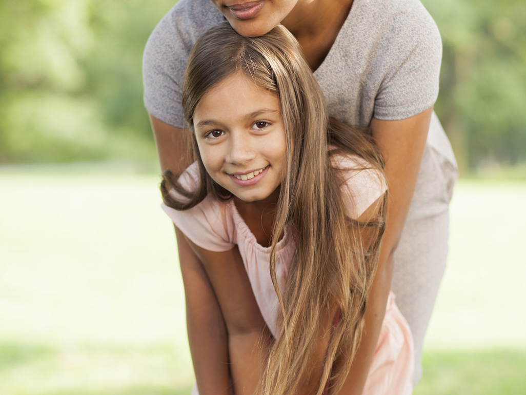 happy mother and daughter