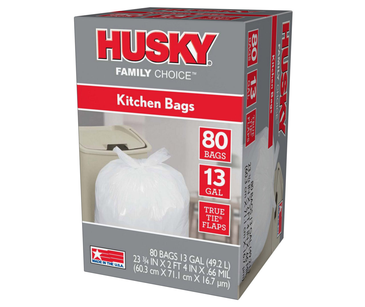 Husky 13-Gallon True Tie Kitchen Bags, 80-Count | Big Lots