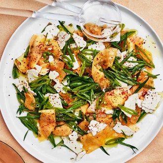 Cantaloupe With Sugar Snap Peas and Ricotta Salata