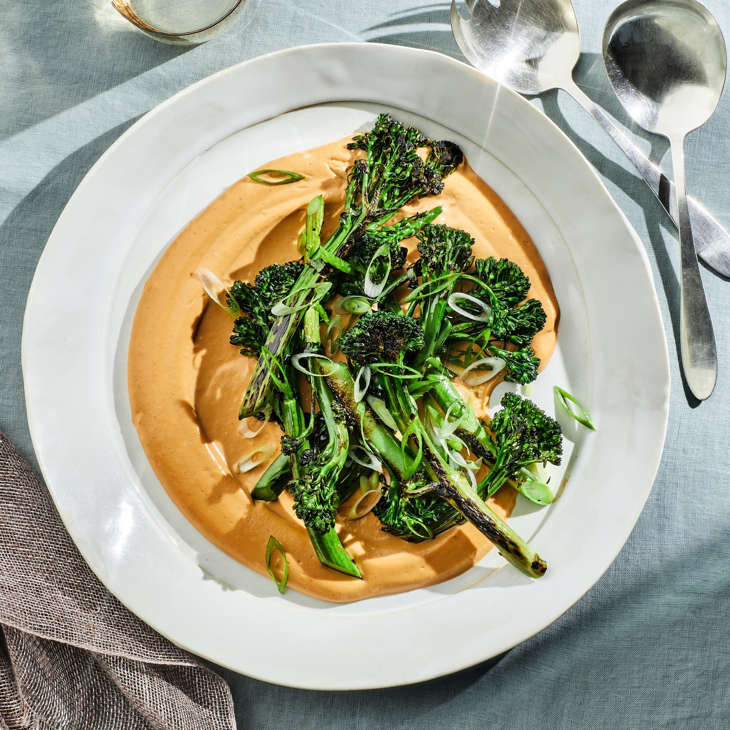 Whipped Cashew-Sambal Sauce With Broccolini