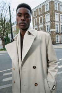 Male Model wearing Burberry Trench Coat