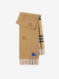 Reversible EKD Check Cashmere Scarf in colour Sand