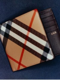 Check Slim Bifold Wallet in colour Sand