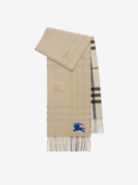 Reversible EKD Check Cashmere Scarf in colour Stone