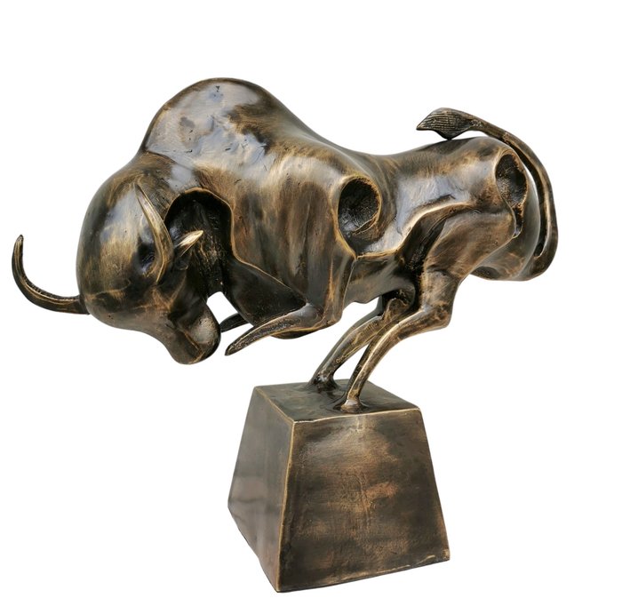 Statuette, A abstract bull - 35 cm - Bronze