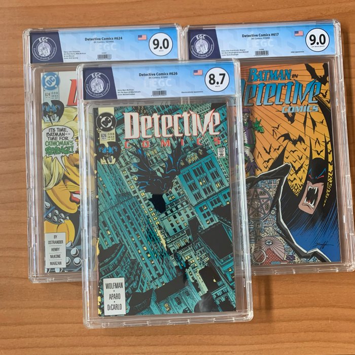 Detective Comics #617 + #624 + #626 - EGC 9.0 + EGC 9.0 + EGC 8.7 - 3 Graded comic - First edition - 1990/1991