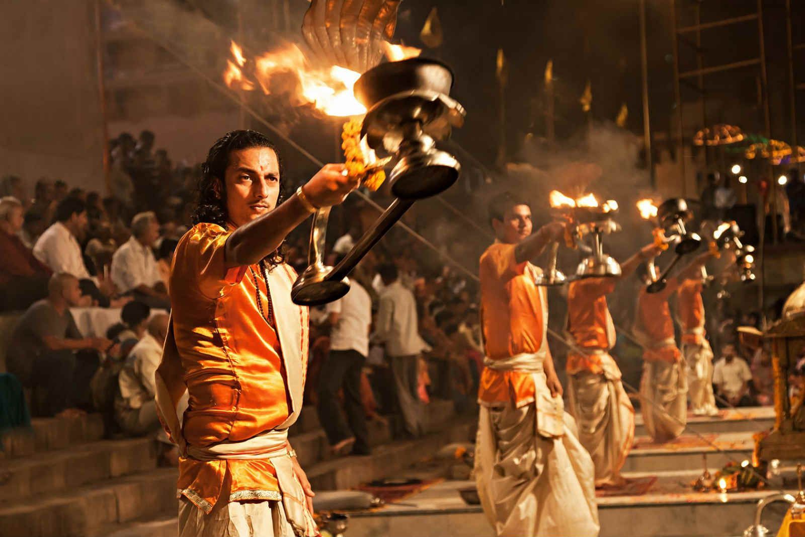 On the Varanasi Ganges Walk watch the daily aarti on the banks of the river.