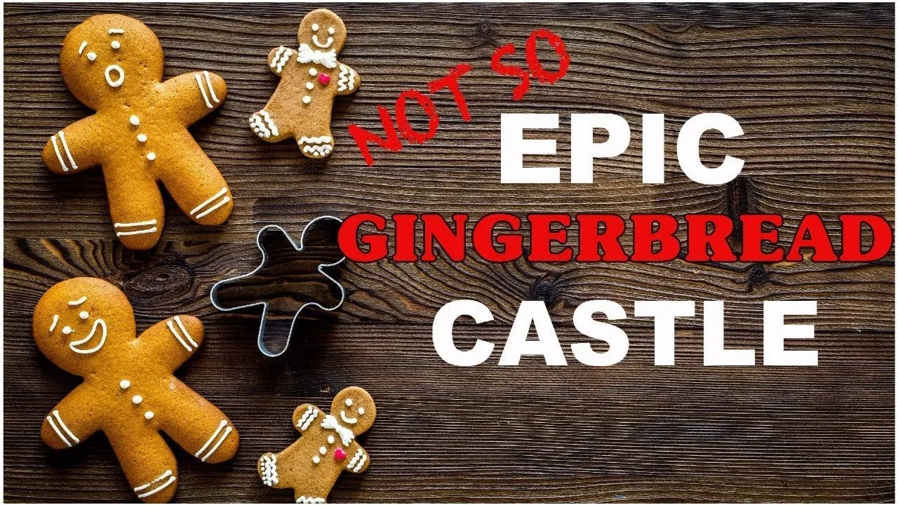 Gingerbread cookies and a cookie cutter on a wooden surface with text overlay.