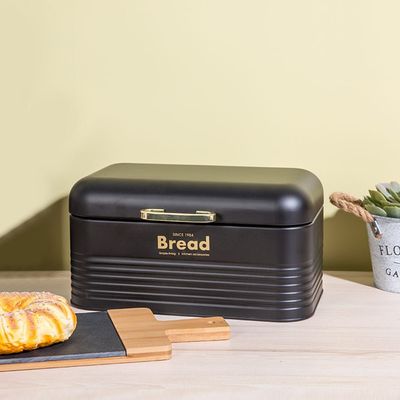 Zyra Metal Bread Box Black,Gold