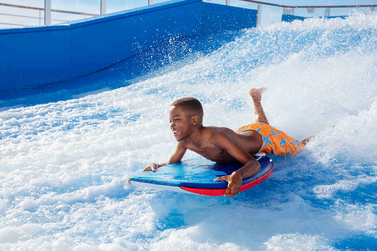 Symphony of the Seas Flowrider Boy Body Surfing