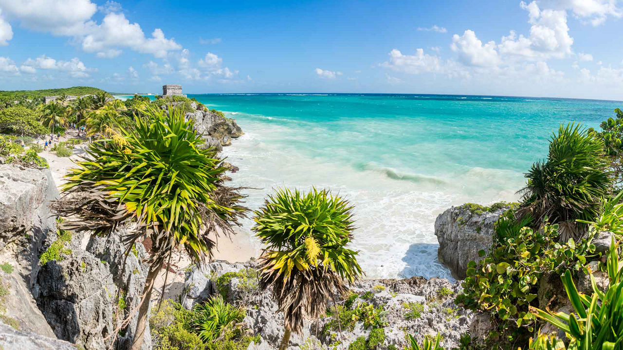 Tulum God Of Wind Temple Ruins Panoramic, Cozumel, Mexico