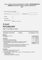 PACKAGE-AQA A LEVEL (7182) PSYCHOLOGY PAPER 1, PAPER 2 & PAPER 3 Qp+ ms ...