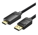 Vention 2M DisplayPort Male to HDMI-A Male Cotton Braided Cable - Black