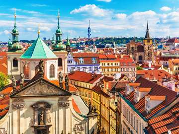 Tenement houses in old town of Prague (Czech Republic) puzzle online from photo