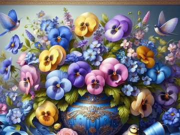 A bouquet of pansies online puzzle