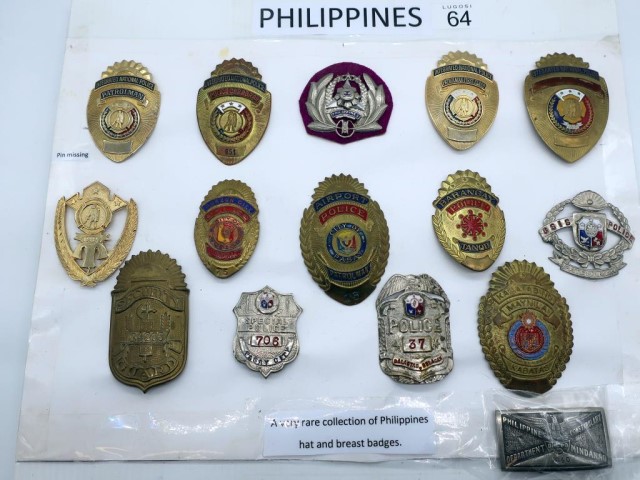 Panel fifteen Philippines Police badges - Lugosi Auctioneers & Valuers ...