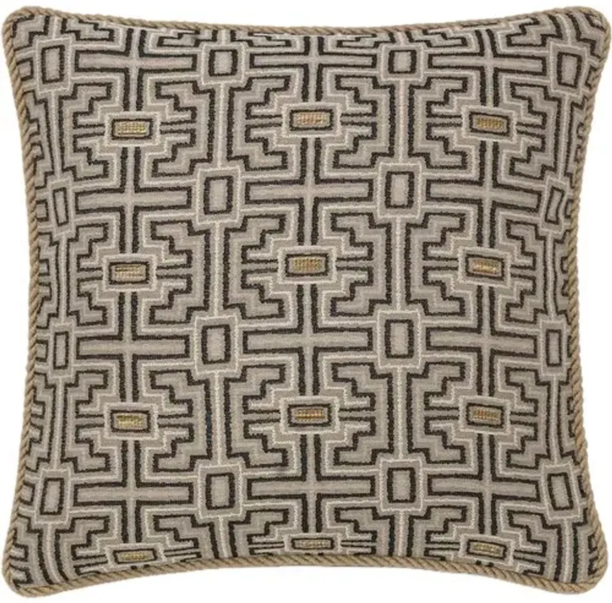 Asher Geometric Cord Pillow - Stone/Bisque