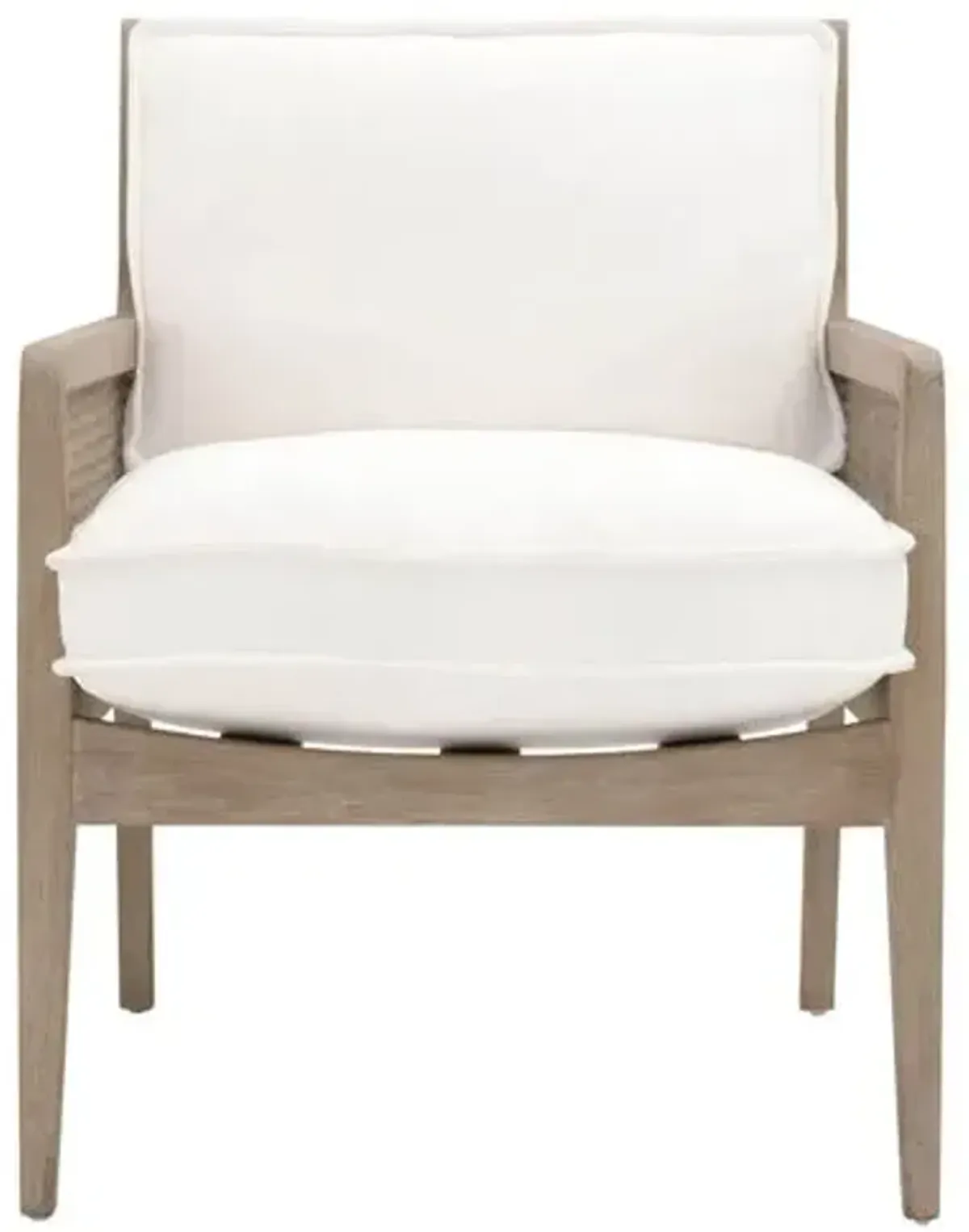 Winnie Cane Accent Chair - Pearl Performance/Natural Gray - Ivory, Comfortable, Durable, Cushioned