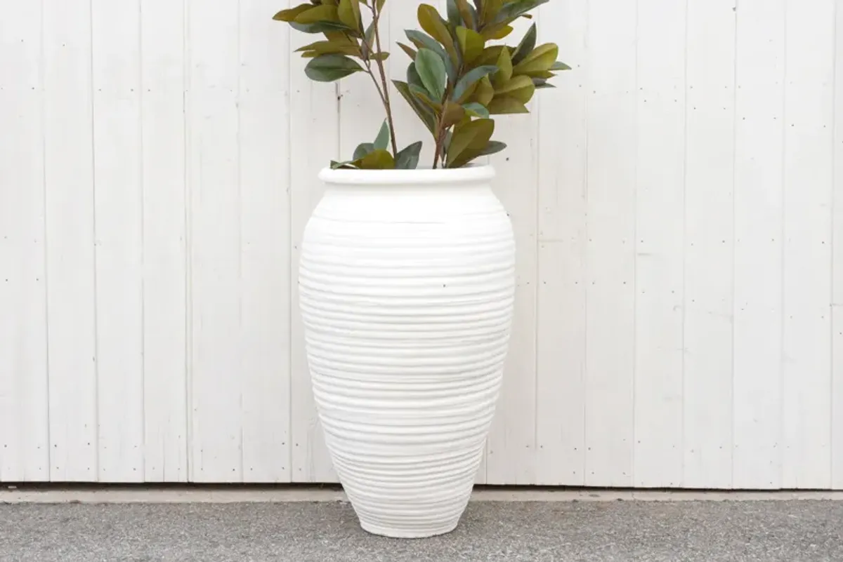 Tall Terracotta White Outdoor Planter - de-cor - 22" l x 22" w x 46" h