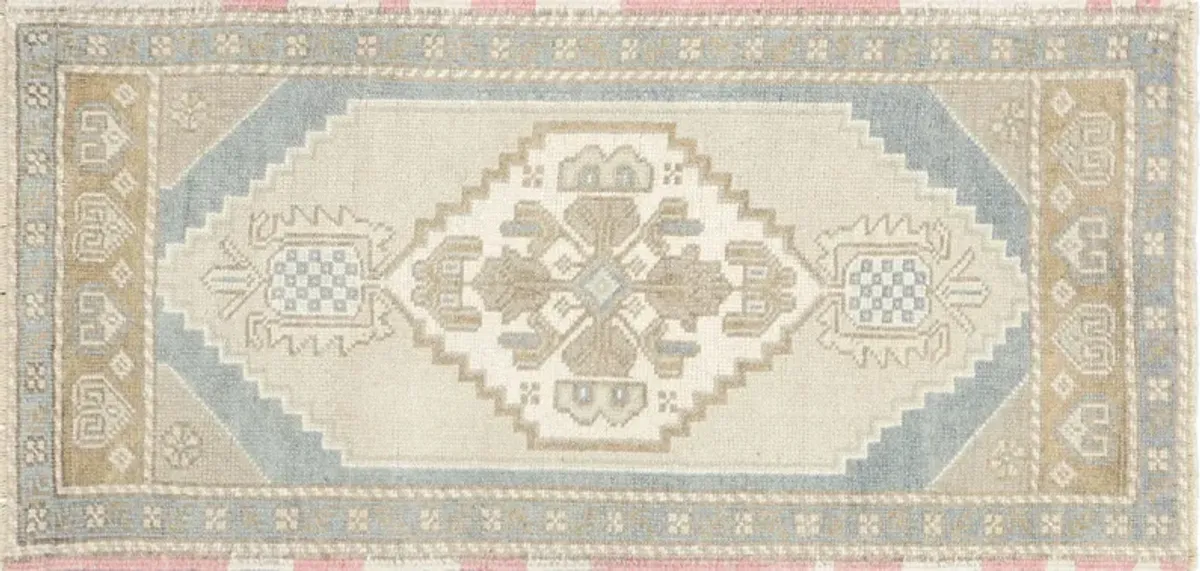 1960s Turkish Oushak Yastic -1'11"x4' - Beige