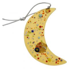 Murano Glass Moon Christmas Ornament - Golden Brown