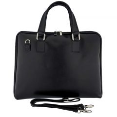 Fioretta Genuine Leather Italian Briefcase Laptop Messenger Bag Shoulder Bag For Men And Women - Black