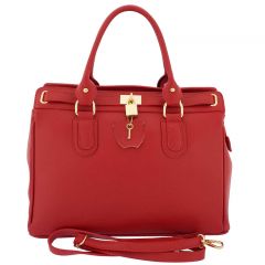 Fioretta Italian Genuine Leather Carryall Satchel Handbag Crossbody For Women - Red