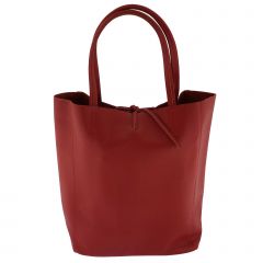 Fioretta Italian Genuine Leather Shopper Bag Carryall Handbag Shoulder Bag Tote for Women - Red