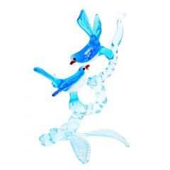 Murano Glass Birds On A Branch - Blue