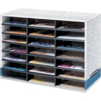 Fellowes 21 Compartment Literature Sorter - Letter - 21 Compartment(s) - Compartment Size 2.25" (57.15 mm) x 9" (228.60 mm) x 11.50" (292.10 mm) - 20.1" Height x 28.5" Width x 11.9" Depth - 60% Recycled - White - Corrugated Cardboard