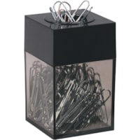 Westcott Smoke Bottom Paper Clip Dispenser - 1.75" (44.45 mm) x 1.75" (44.45 mm) x 2.75" (69.85 mm) x - 1 Each - Black, Smoke - Compact, Removable, Magnetic