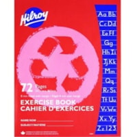 Hilroy Recycled Stitchbook, 72 pages, 8mm with Margin Ruling - 72 Pages - Stitched - Ruled - 0.31" Ruled - 9.13" (231.78 mm) x 7.13" (180.98 mm) x 0.13" (3.18 mm) - White Paper - Lightweight - 1 Each